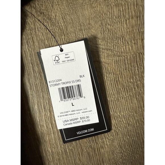 VOLCOM - STORMY TROPIX SS DRESS Black Mini Dress Summer Floral Size Large - Picture 9 of 9